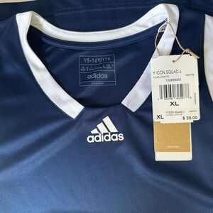 Adidas Dark Blue and White Athletic Jersey